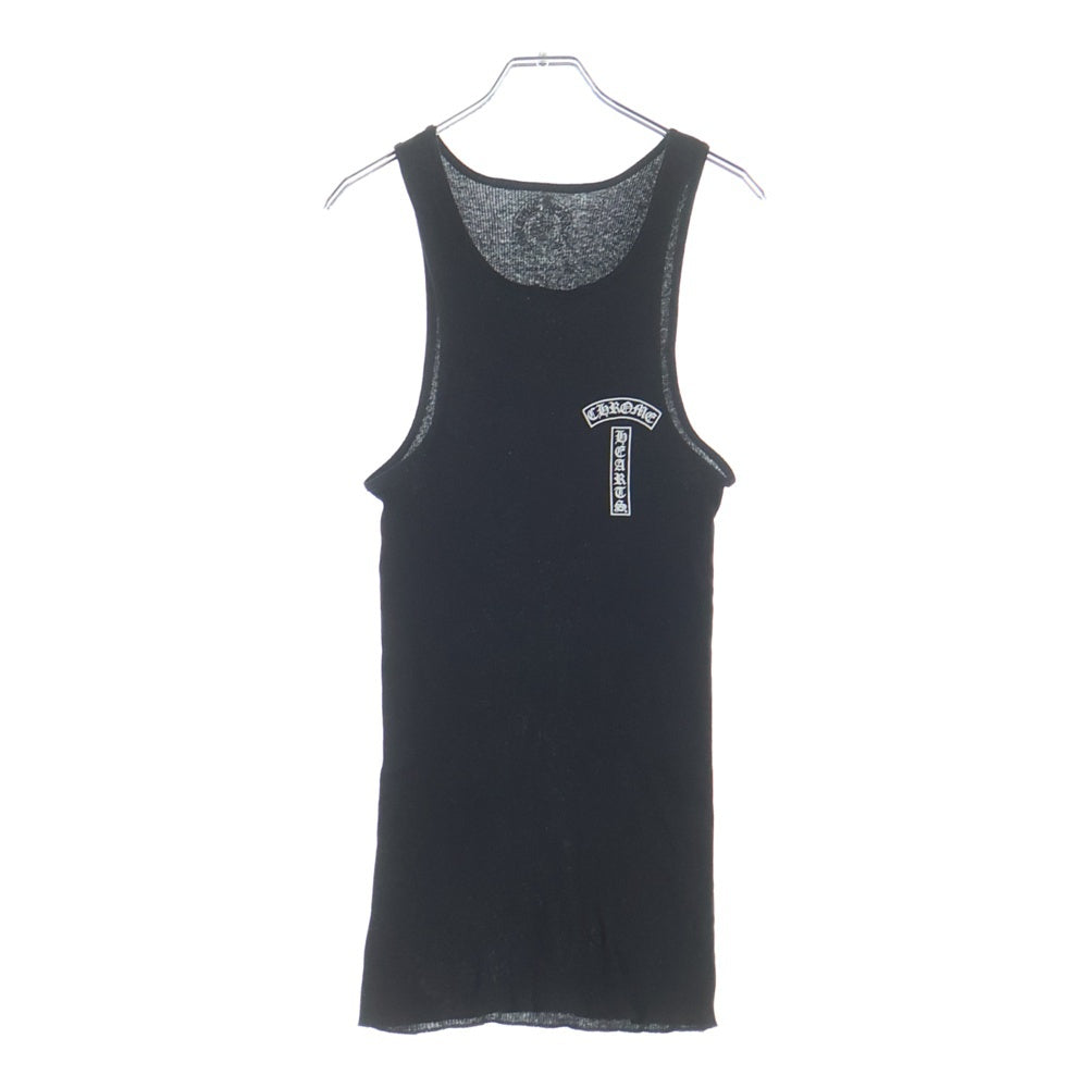 CHROME HEARTS(クロムハーツ) T BAR CRS TANK TOP ロゴ クロス プリント リブ タンクトップ ノースリーブ ブラック