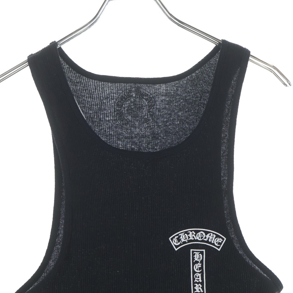 CHROME HEARTS(クロムハーツ) T BAR CRS TANK TOP ロゴ クロス プリント リブ タンクトップ ノースリーブ ブラック