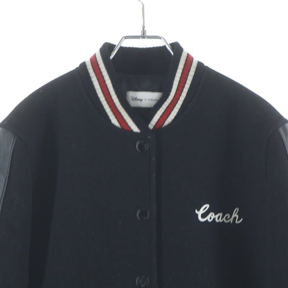 COACH(コーチ) × Disney ディズニー ミッキーマウス パッチ 裏地キルティング ウールバーシティジャケット ブルゾン ブラック CL448
