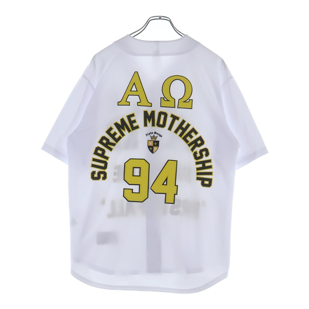 SUPREME(シュプリーム) 24AW Alpha Omega Baseball Jersey アルファオメガ ベースボールジャージ 両面刺繍 ベースボールシャツ 半袖シャツ ホワイト