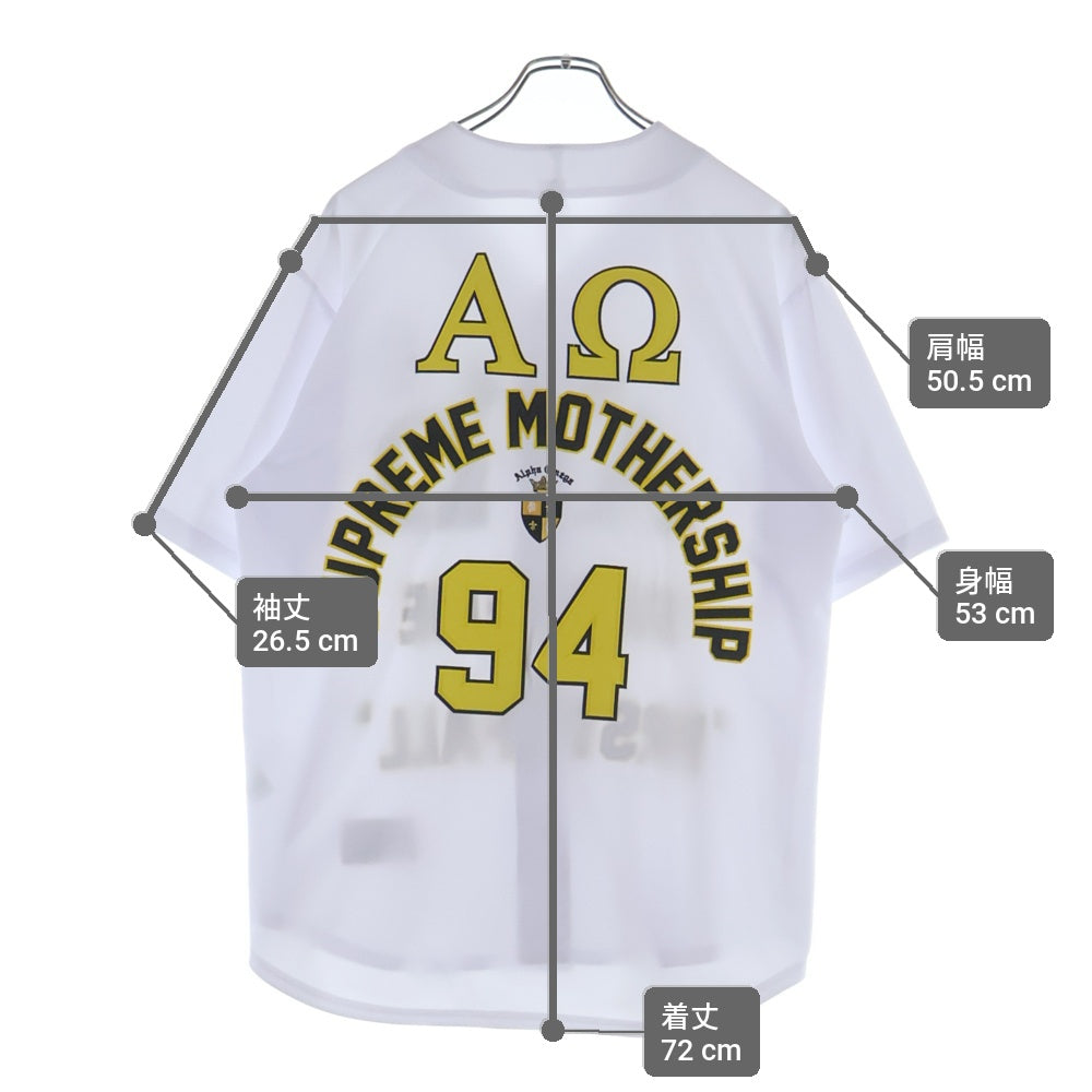SUPREME(シュプリーム) 24AW Alpha Omega Baseball Jersey アルファオメガ ベースボールジャージ 両面刺繍 ベースボールシャツ 半袖シャツ ホワイト