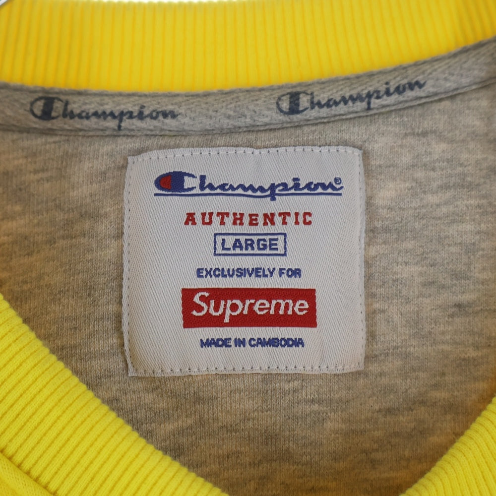 SUPREME(シュプリーム) 18SS ×Stay In School Crewneck チャンピオン ステイインスクールクルーネック フロントプリント スウェット トレーナー イエロー