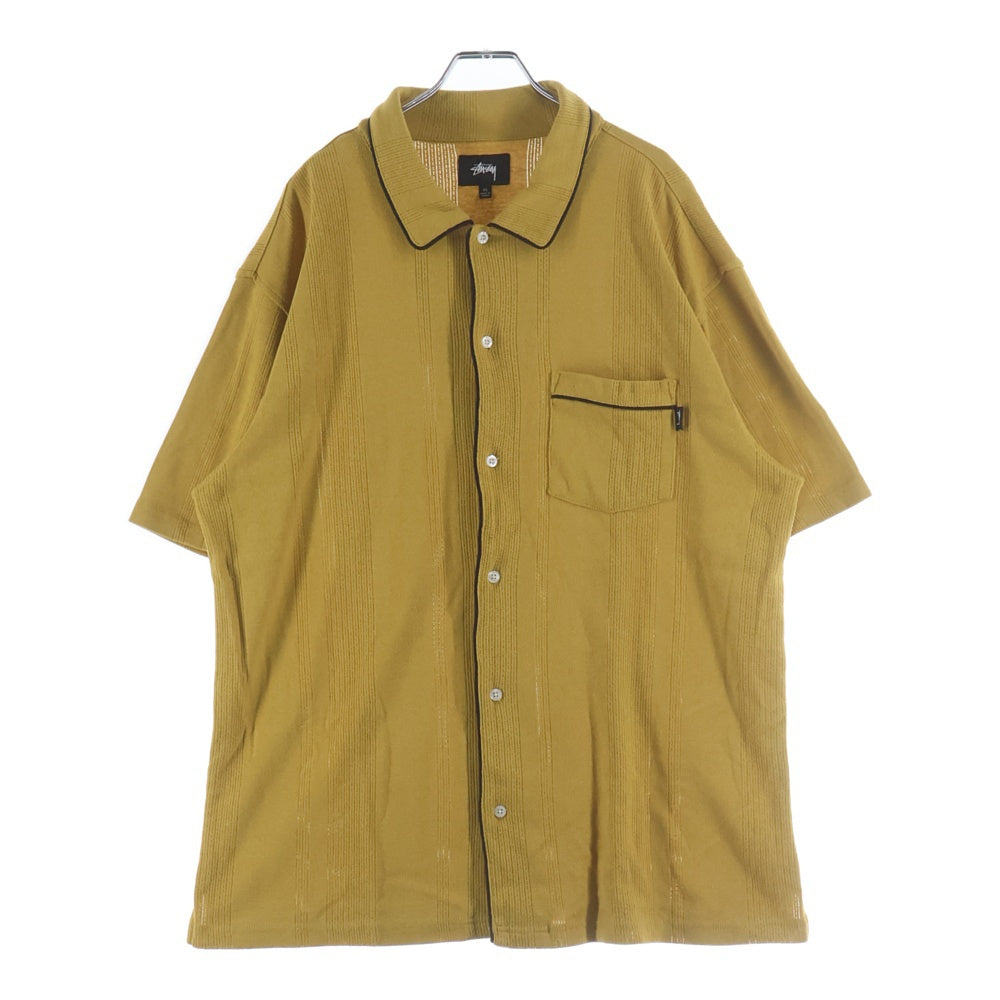 STUSSY(ステューシー) Johnny Short Sleeve Button-Down Shirt ストライプ ニット 半袖シャツ イエロー