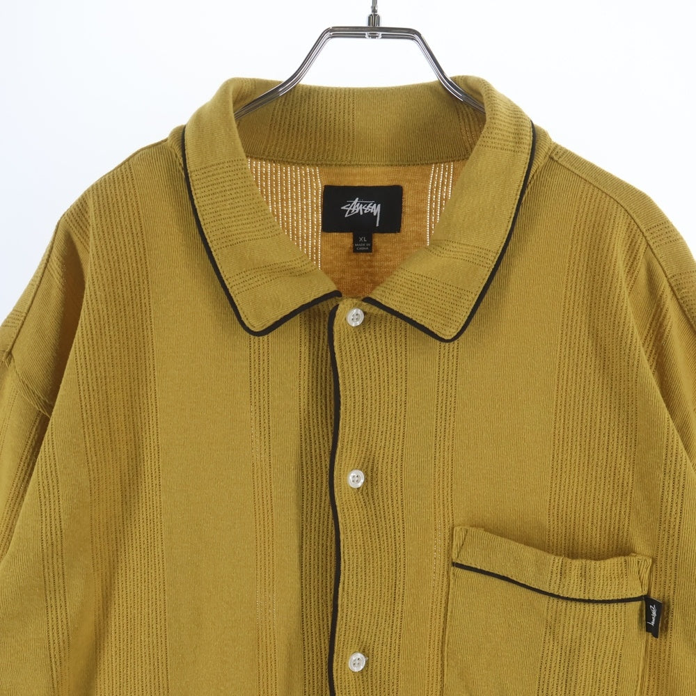 STUSSY(ステューシー) Johnny Short Sleeve Button-Down Shirt ストライプ ニット 半袖シャツ イエロー