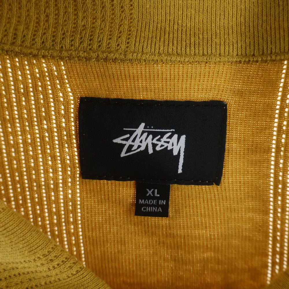STUSSY(ステューシー) Johnny Short Sleeve Button-Down Shirt ストライプ ニット 半袖シャツ イエロー