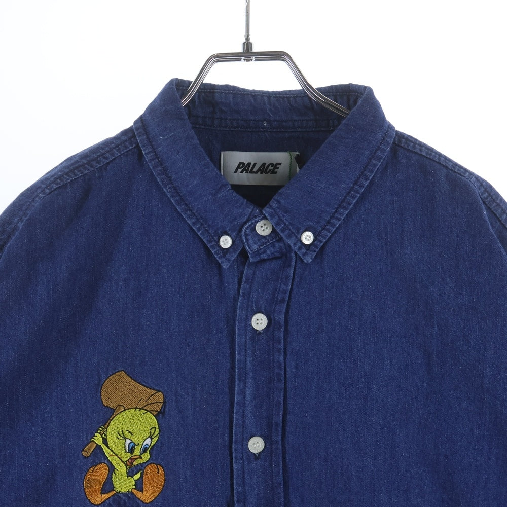 Palace Skateboards(パレススケートボーズ) 20AW ×Looney Tunes Tweety-p Shirt ルーニー・テューンズ 両面刺繍 デニムシャツ 長袖シャツ インディゴ