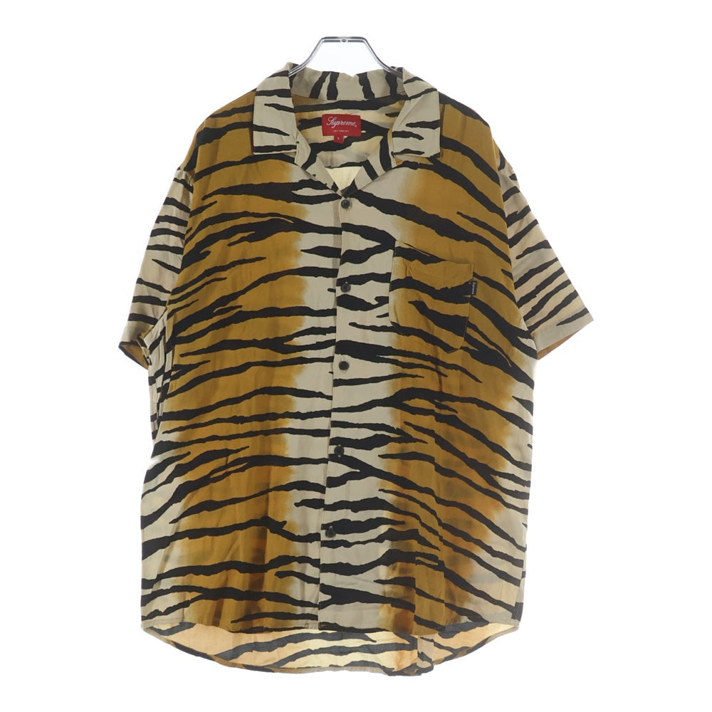 SUPREME(シュプリーム) 18SS Tiger Stripe Rayon Shirt タイガーストライプ 総柄 レーヨン 半袖シャツ ブラウン
