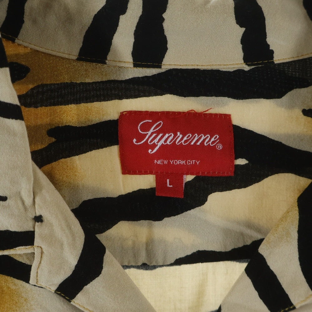 SUPREME(シュプリーム) 18SS Tiger Stripe Rayon Shirt タイガーストライプ 総柄 レーヨン 半袖シャツ ブラウン