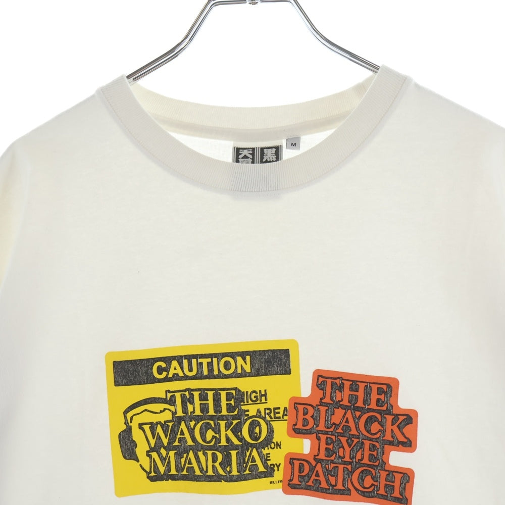 THE BLACK EYE PATCH(ブラックアイパッチ) ×ワコマリア 黒眼帯 天国東京 ロゴプリント クルーネック 半袖Tシャツ カットソー ホワイト