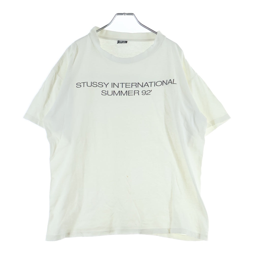STUSSY(ステューシー) 90s 1992 International Summer 92 OLD STUSSY 黒タグ オールドステューシー インターナショナル サマー プリント クルーネック 半袖Tシャツ カットソ