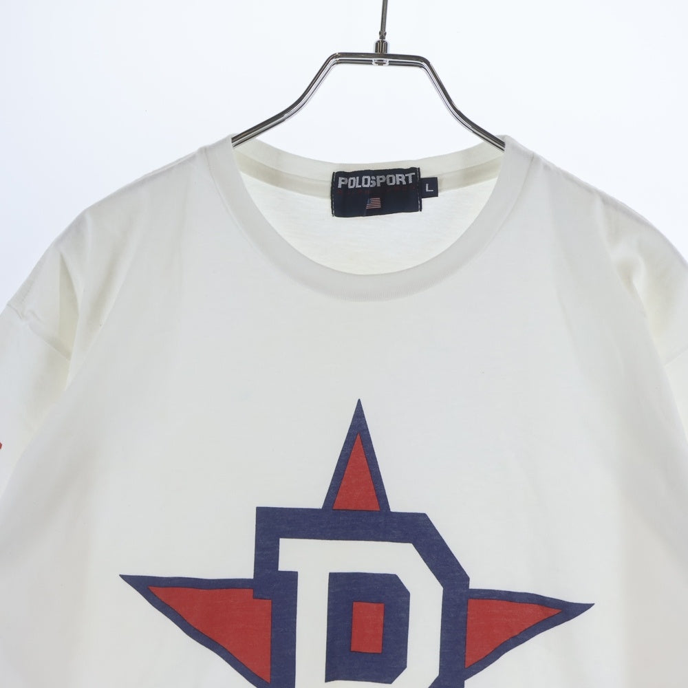 POLO SPORT RALPH LAUREN(ポロスポーツラルフローレン) 90s P WING STAR TEE Pウィングスター 星条旗 プリント クルーネック 半袖Tシャツ カットソー ホワイト