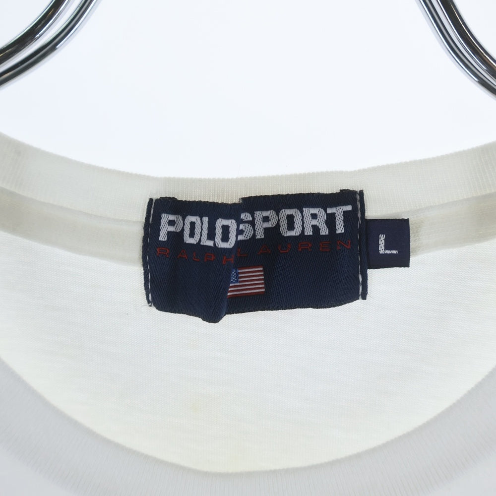 POLO SPORT RALPH LAUREN(ポロスポーツラルフローレン) 90s P WING STAR TEE Pウィングスター 星条旗 プリント クルーネック 半袖Tシャツ カットソー ホワイト