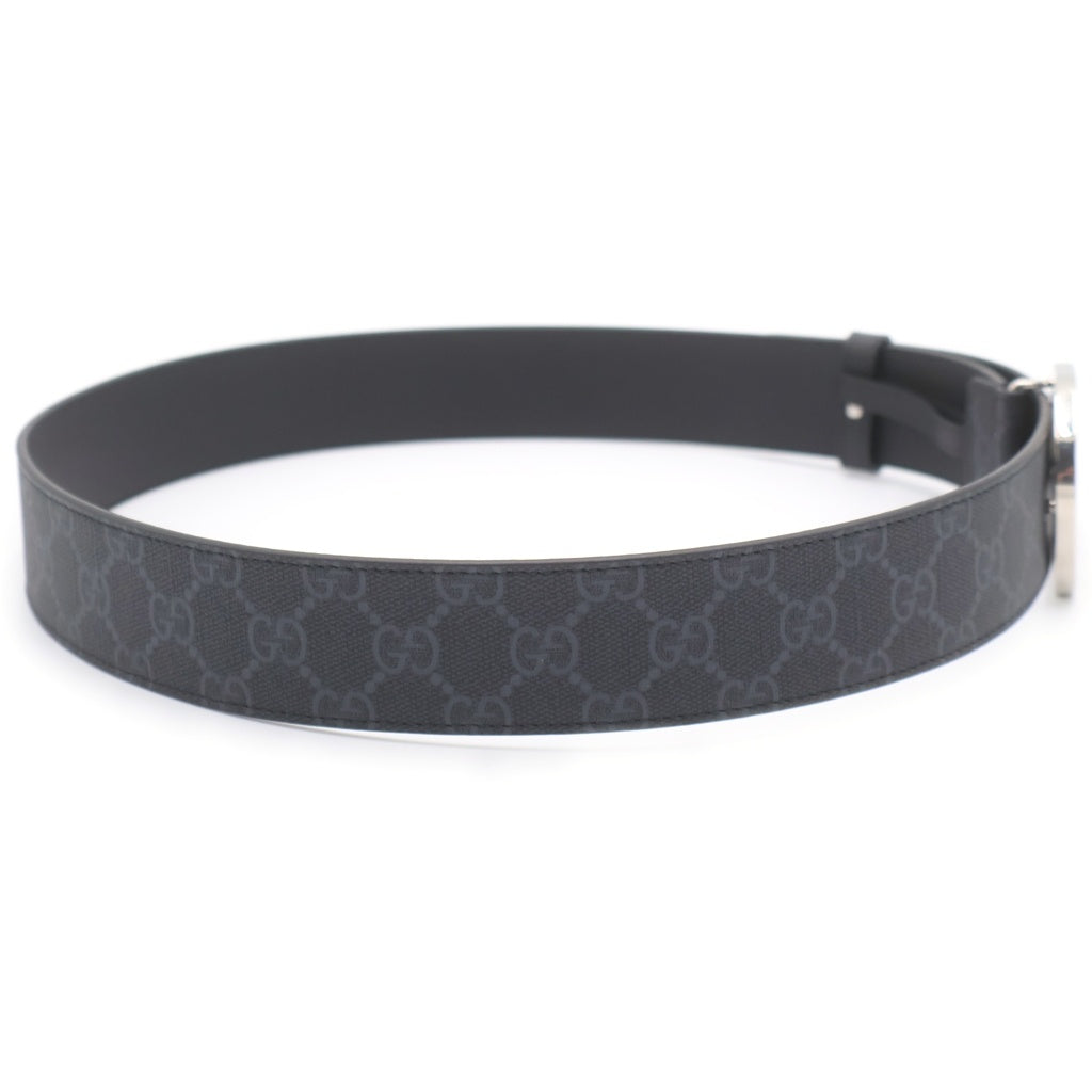 GUCCI(グッチ) GGスプリーム インターロッキングG バックル レザーベルト ブラック 411924・KGDHX