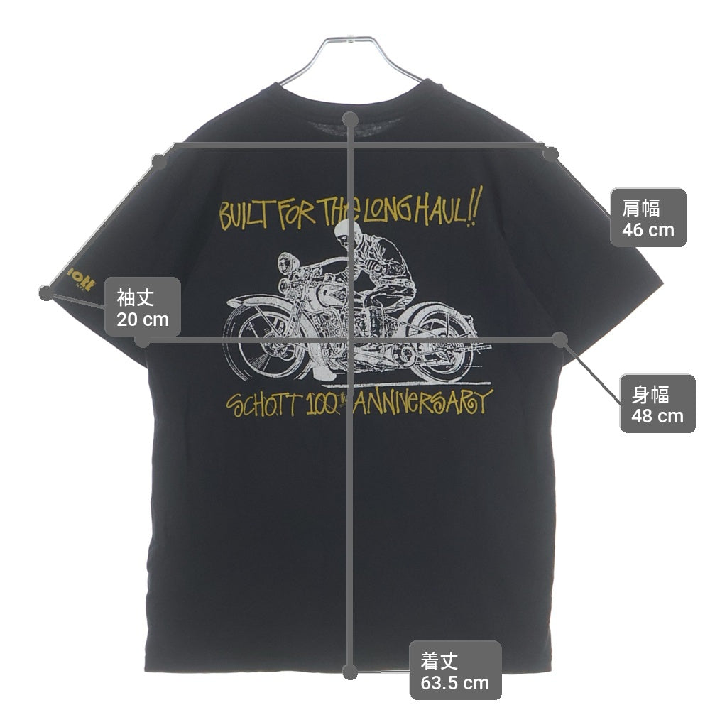 STUSSY(ステューシー) ×schott 100th Anniversary Tee ショット 100周年 両面プリント 半袖Tシャツ カットソー ブラック