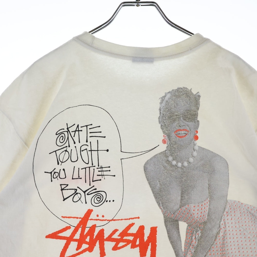 STUSSY(ステューシー) Built Tough Tee Pigment Dyed フロントストックロゴ バックフォトプリント 半袖Tシャツ カットソー ホワイト