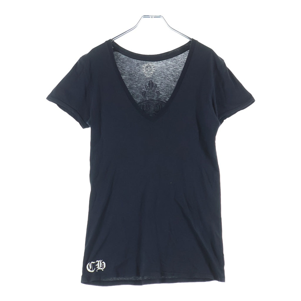 CHROME HEARTS(クロムハーツ) Horseshoe Back S/S TEE バックフローラルホースシュー Vネック半袖Tシャツ カットソー ブラック