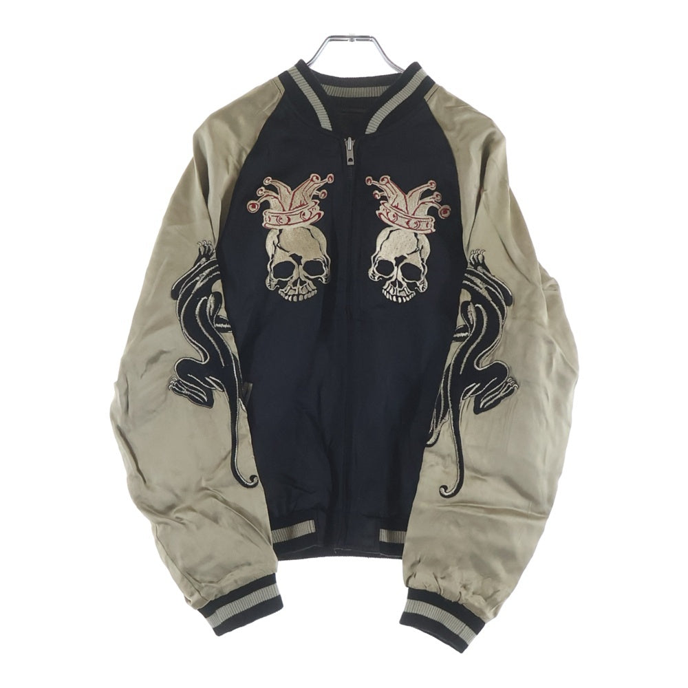 NO BRAND(ノーブランド) BACK STREET CRAWLR Reversible Sukajan バックストリート クローラー スカル刺繍 リバーシブル スカジャン ブラック