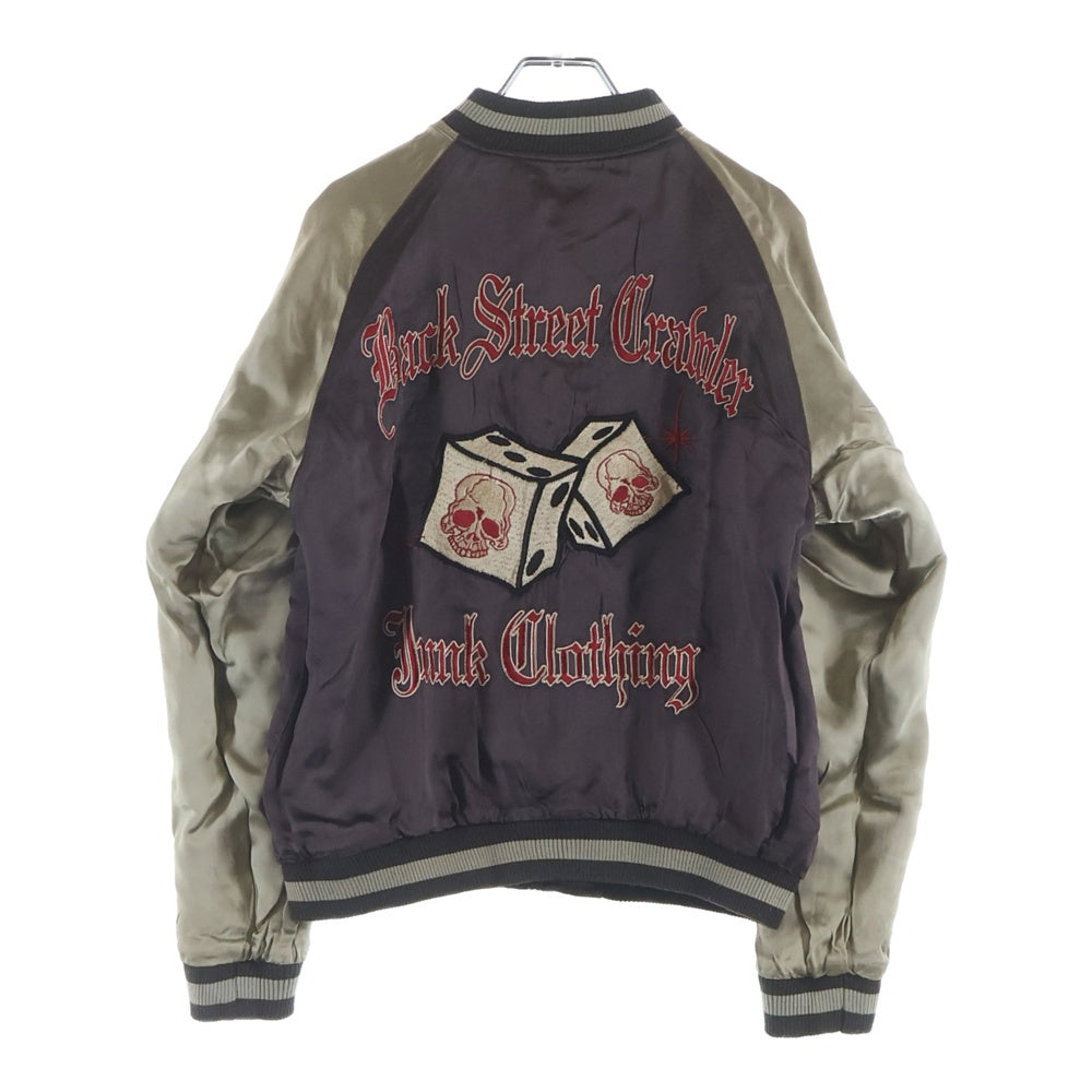 NO BRAND(ノーブランド) BACK STREET CRAWLR Reversible Sukajan バックストリート クローラー スカル刺繍 リバーシブル スカジャン ブラック