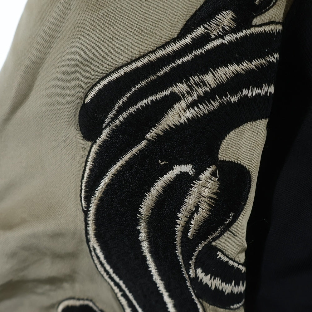 NO BRAND(ノーブランド) BACK STREET CRAWLR Reversible Sukajan バックストリート クローラー スカル刺繍 リバーシブル スカジャン ブラック