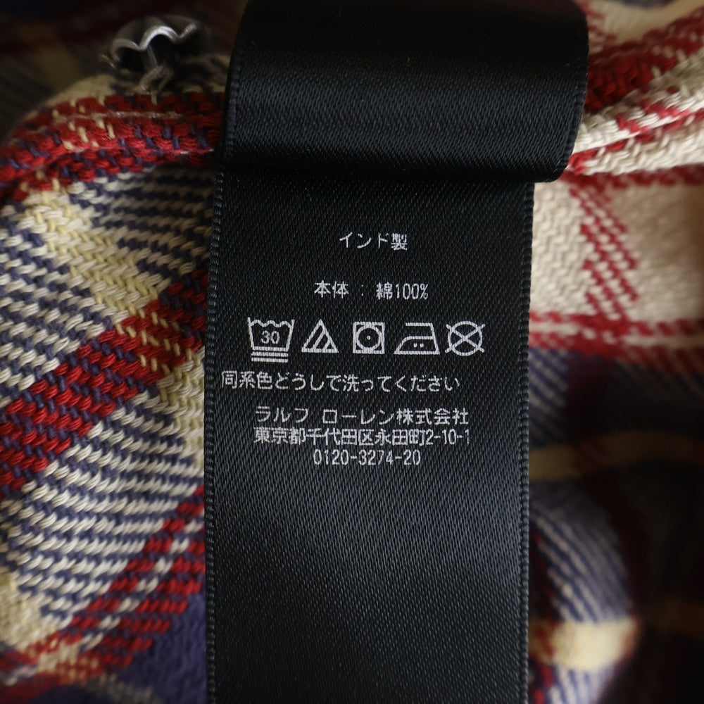 RRL(ダブルアールエル) チェック柄ウエスタンフランネルシャツ レッド