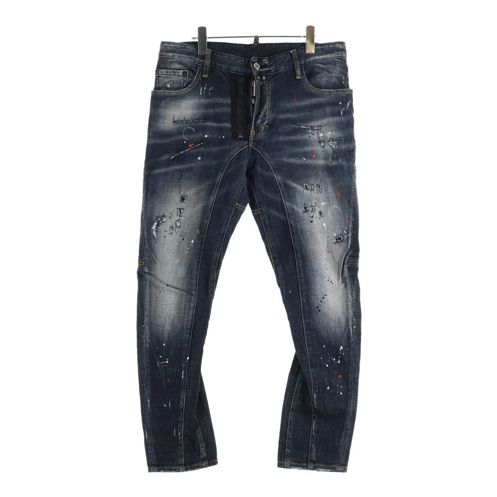 DSQUARED2(ディースクエアード) 15AW Slim Jean スリムジーンズ ダメージ加工 ペイント デニムパンツ インディゴ S71LB0004 S30342