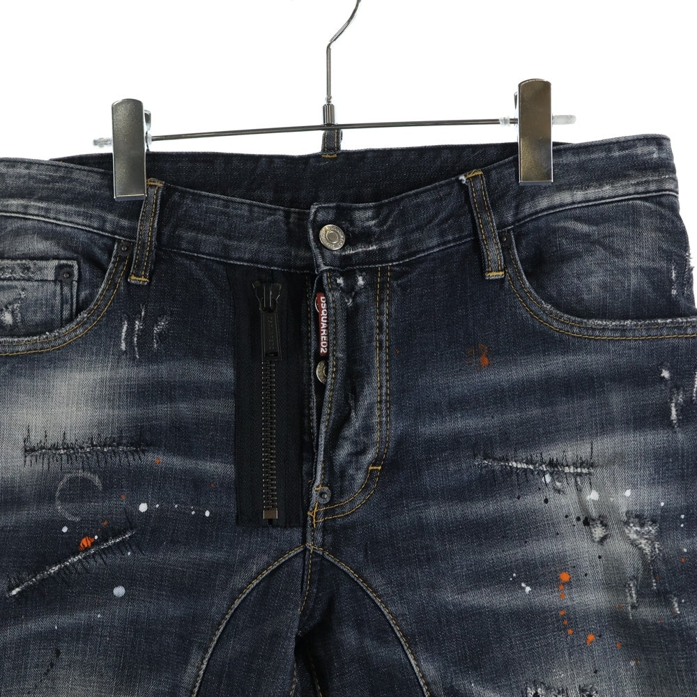 DSQUARED2(ディースクエアード) 15AW Slim Jean スリムジーンズ ダメージ加工 ペイント デニムパンツ インディゴ S71LB0004 S30342