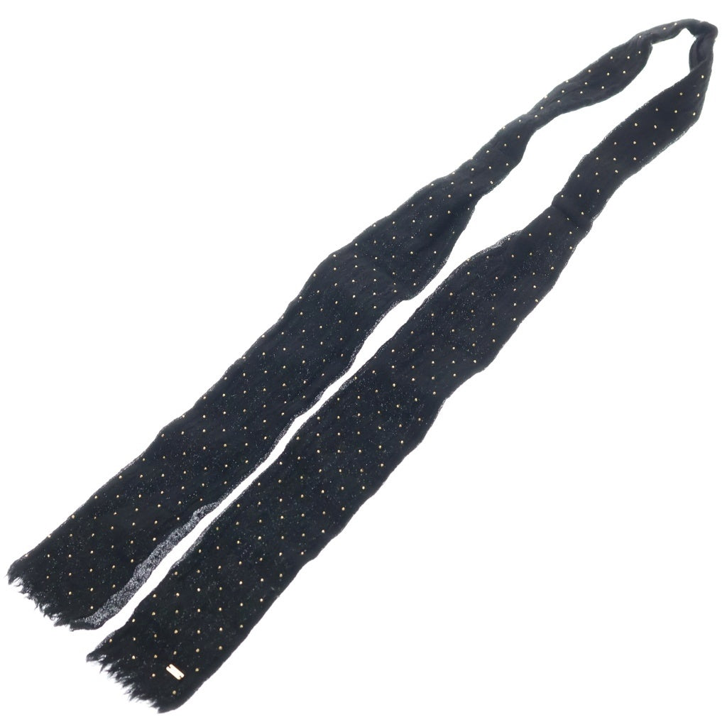 SAINT LAURENT PARIS(サンローランパリ) Petite Cravate Plume Scarf プティー スタッズ クラヴァット ウールスカーフ ボウタイ ブラック レディース