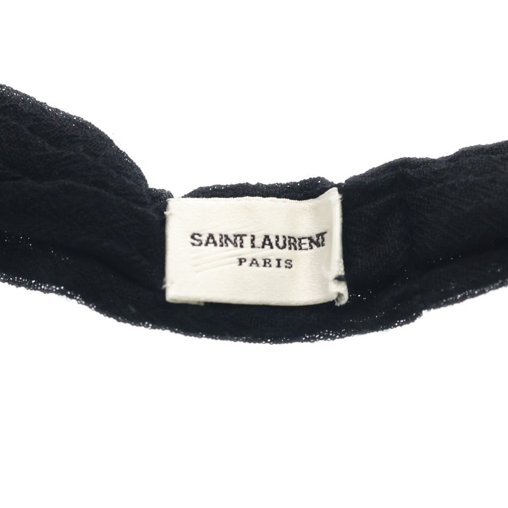 SAINT LAURENT PARIS(サンローランパリ) Petite Cravate Plume Scarf プティー スタッズ クラヴァット ウールスカーフ ボウタイ ブラック レディース