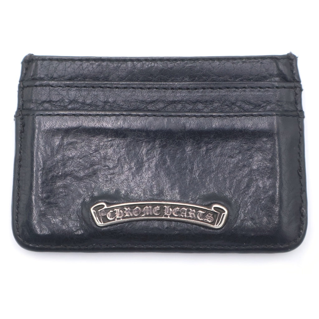 CHROME HEARTS(クロムハーツ) DOUBLE SIDE ダブルサイド スクロールラベル付レザーカードケース ブラック