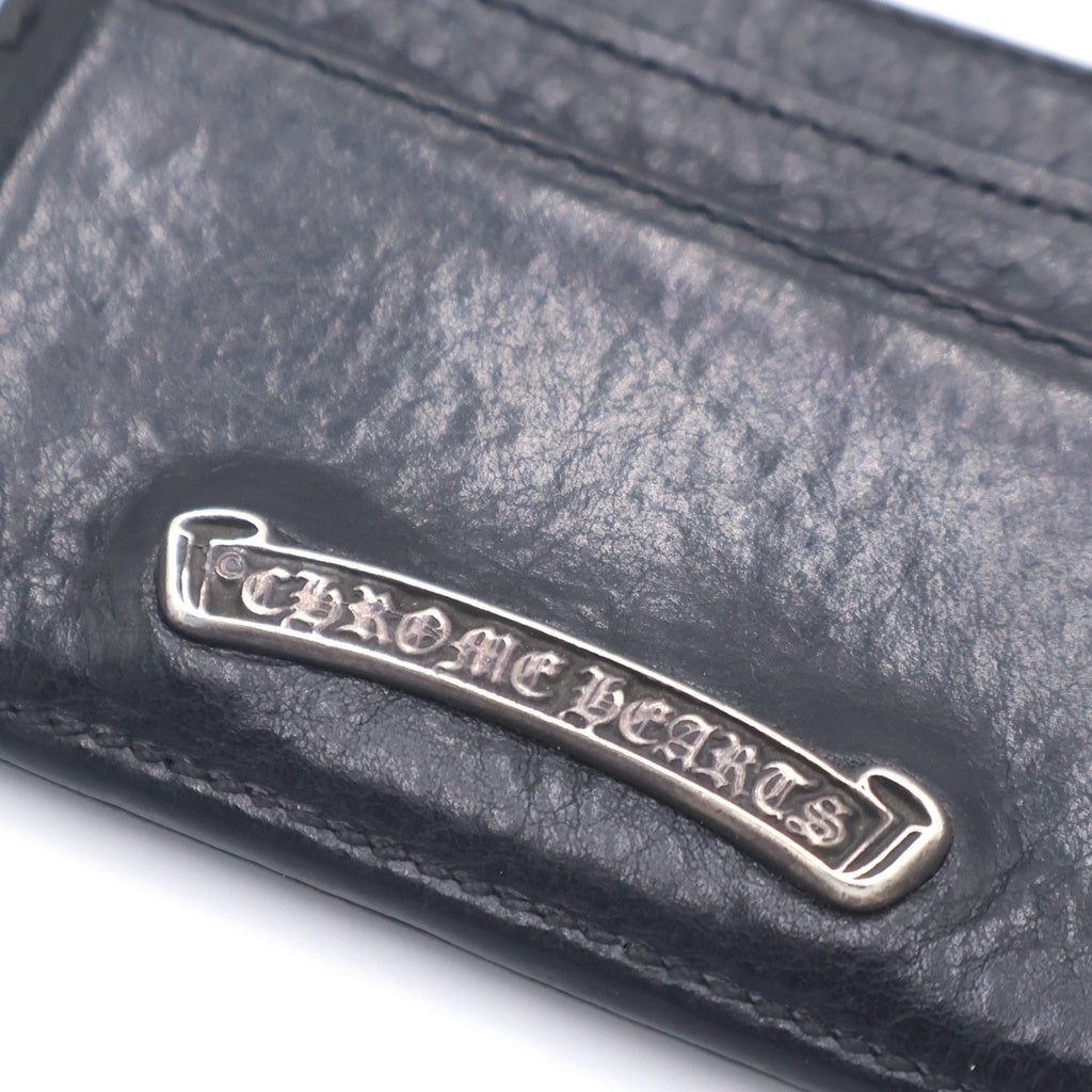 CHROME HEARTS(クロムハーツ) DOUBLE SIDE ダブルサイド スクロールラベル付レザーカードケース ブラック