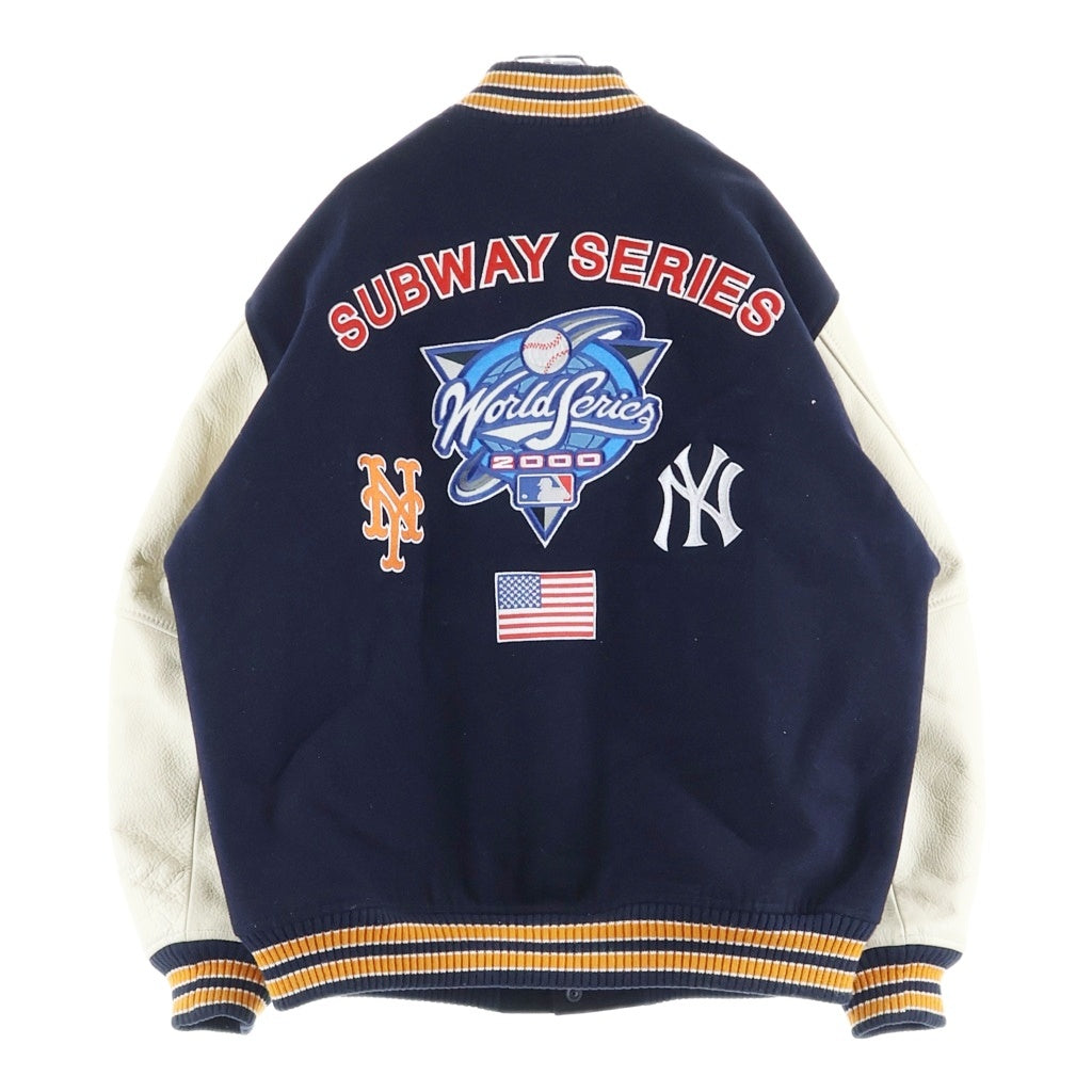 AVIREX(アヴィレックス) ×MLB SUBWAY SERIES STADIUM JACKET サブウェイ シリーズ ロゴ刺繍 ジップアップ スタジアムジャケット スタジャン ネイビー 783-3252050