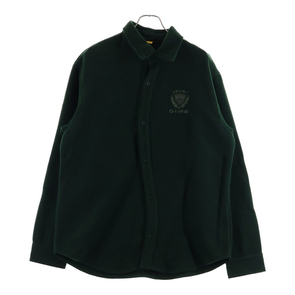 Dime(ダイム) Crest Shirt クレストロゴ刺繍長袖ウールシャツ グリーン