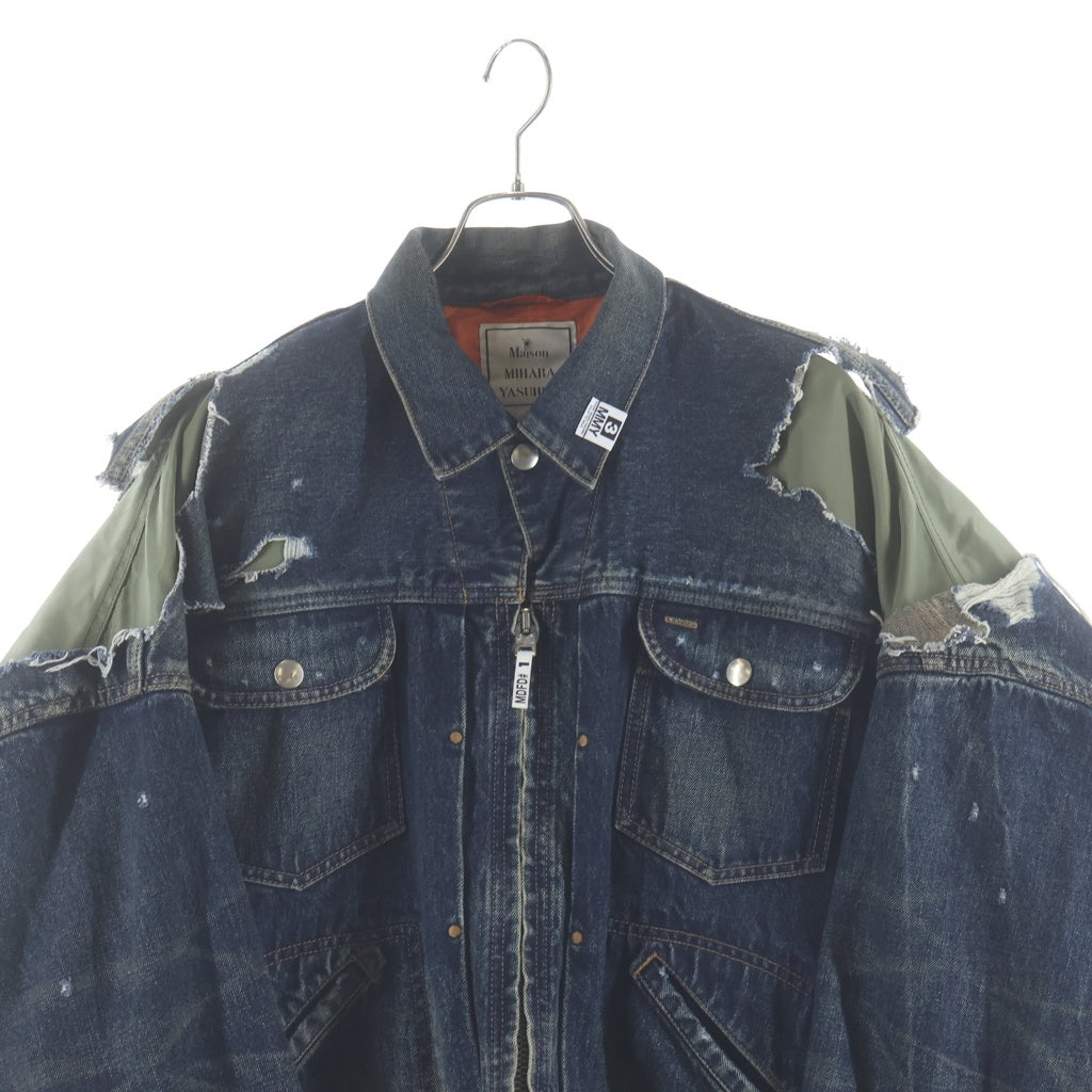 MAISON MIHARAYASUHIRO(メゾンミハラヤスヒロ) 24AW Flight Jacket Layered Denim Jacket デザインフライトジャケット レイヤード デニムジャケット インディゴ J13BL121