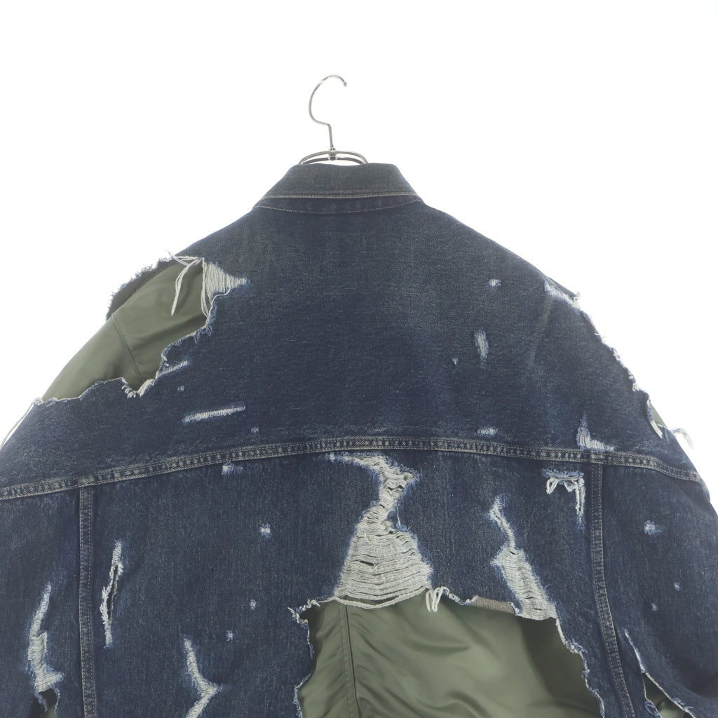 MAISON MIHARAYASUHIRO(メゾンミハラヤスヒロ) 24AW Flight Jacket Layered Denim Jacket デザインフライトジャケット レイヤード デニムジャケット インディゴ J13BL121