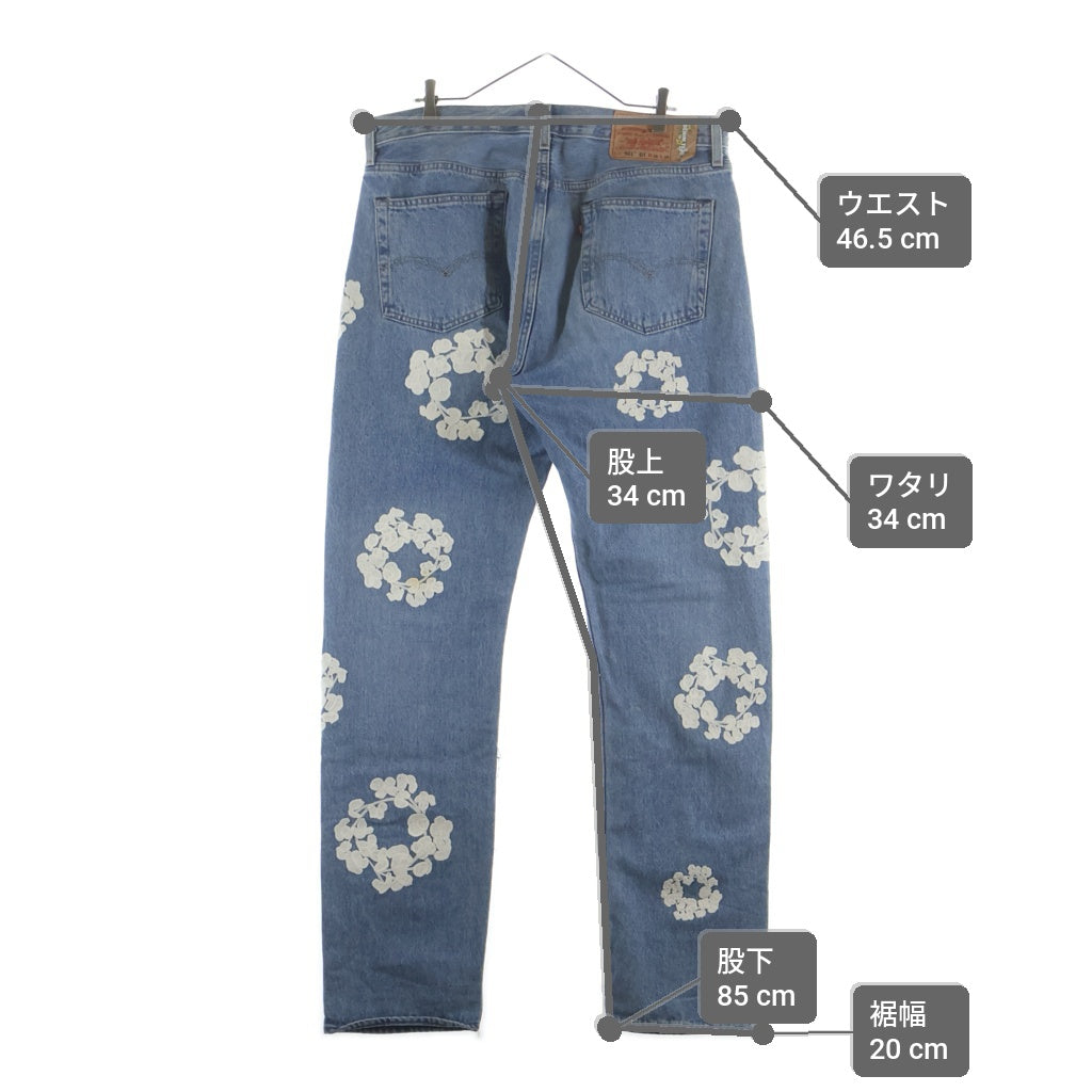 DENIM TEARS(デニムティアーズ) ×Levi's 501 Denim Pants リーバイス501 花柄 チェーンステッチ デニムパンツ ジーンズ インディゴ DT-S22-0000-010