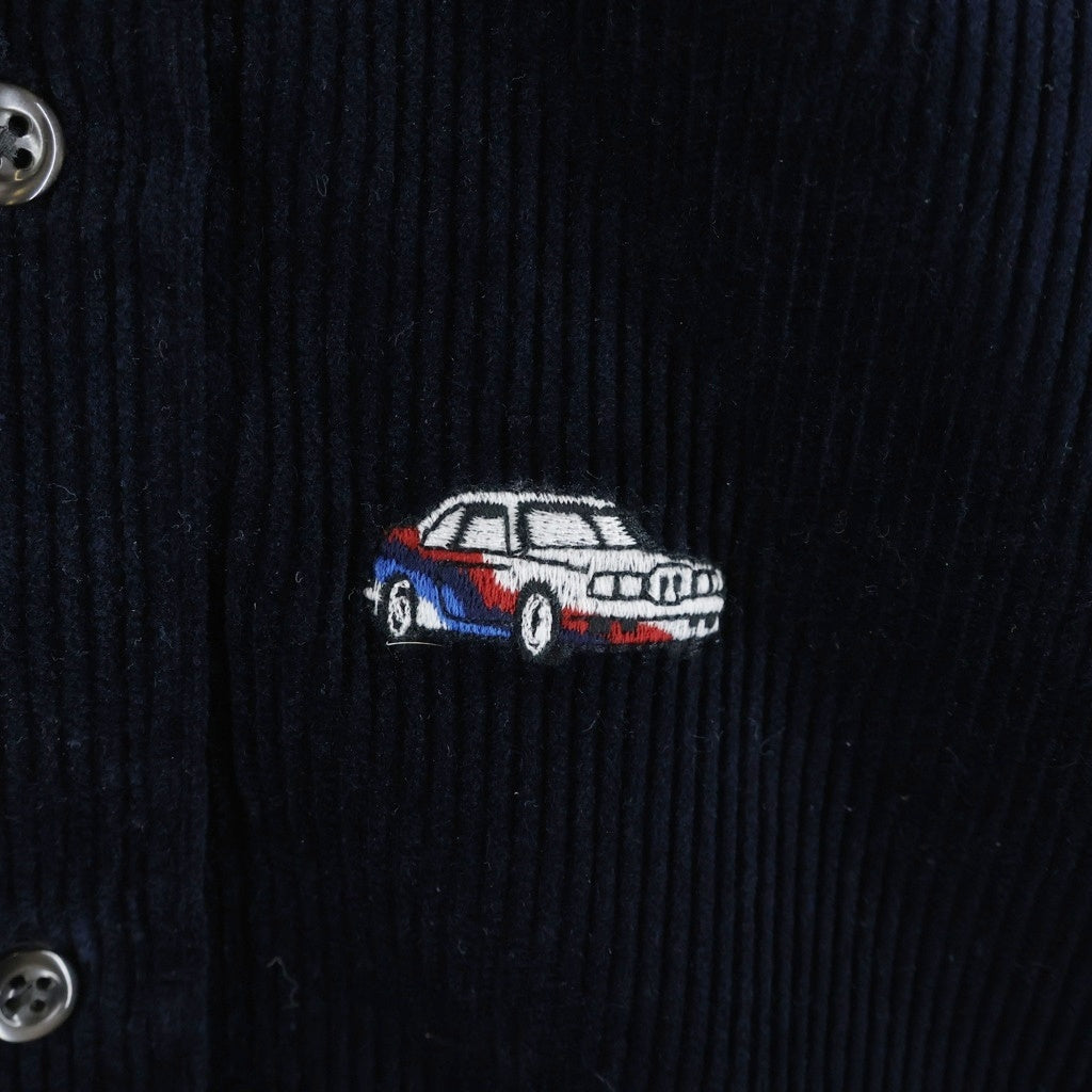 Palace Skateboards(パレススケートボーズ) × RALPH LAUREN Embroidered Corduroy GTI Shirt ラルフローレン エンブロイダリー総柄 コーデュロイ 長袖シャツ ネイビー 710420689003