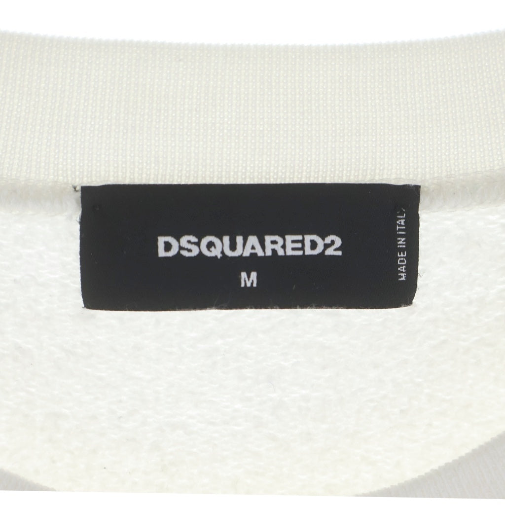 DSQUARED2(ディースクエアード) フロントタイダイプリント クーネックスウェット トレーナー ホワイト S71GU0329 S25042