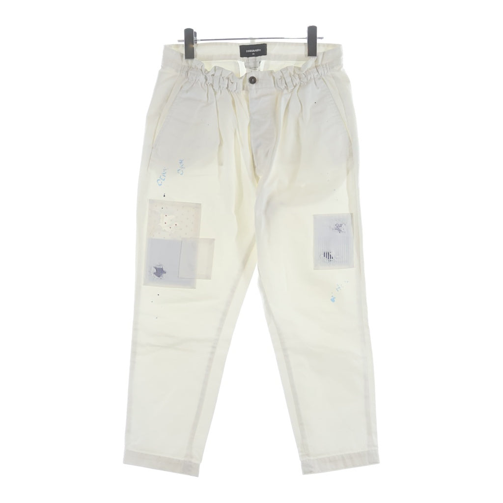 DSQUARED2(ディースクエアード) ペイント加工 ボタンフライ スリムストレート チノパン ホワイト 74KA097441794 374056549