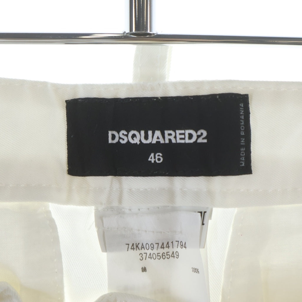 DSQUARED2(ディースクエアード) ペイント加工 ボタンフライ スリムストレート チノパン ホワイト 74KA097441794 374056549