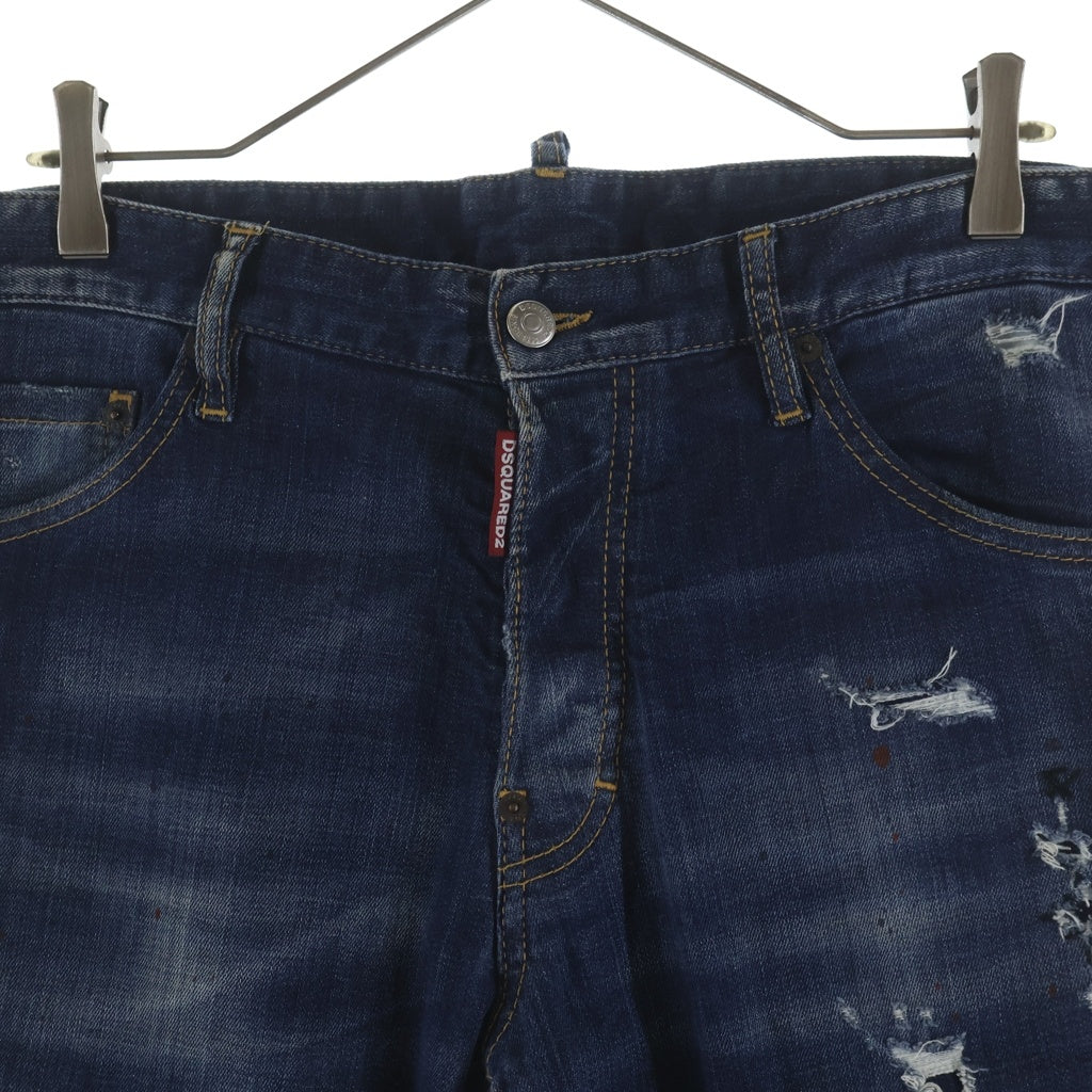 DSQUARED2(ディースクエアード) Cool Guy Jean クールガイジーンズ ダメージ加工 ボタンフライ スリムストレート デニムパンツ インディゴ S71LA0961 S30342