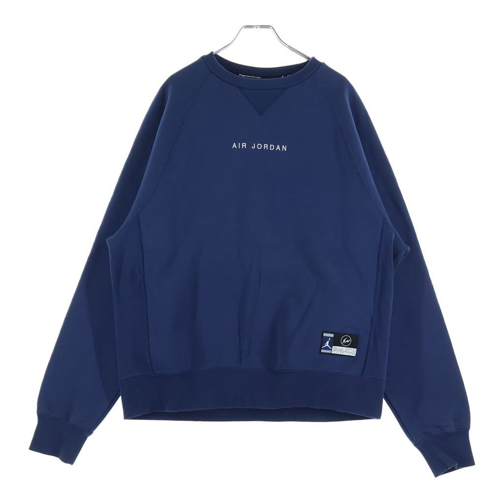 NIKE(ナイキ) 20AW ×Fragment Design JORDAN BRAND AS M J FG FLC CREW フラグメント ロゴプリント クルーネックスウェット トレーナー ネイビー DA2990-414