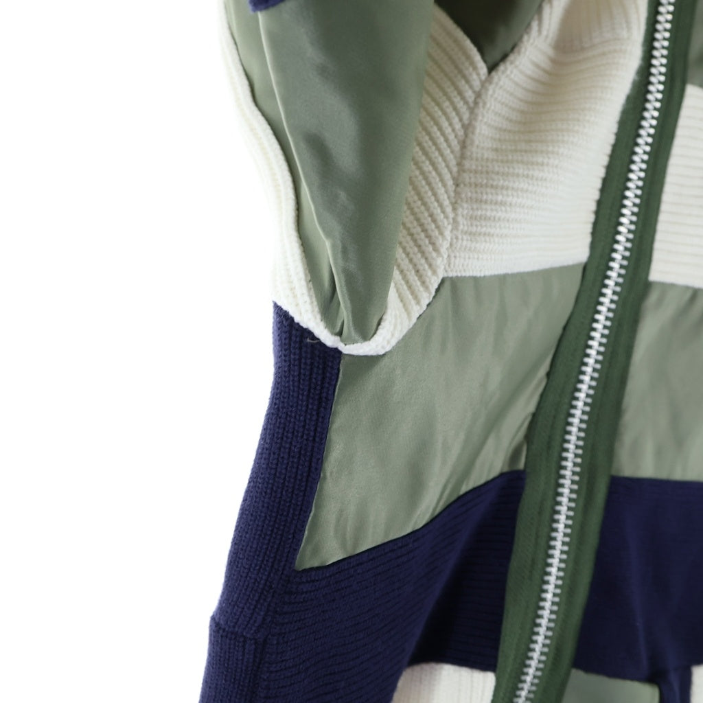 Sacai(サカイ) 21SS Hank Willis Thomas ニット切替 ナイロンライダース ジャケット マルチ 21-02453M