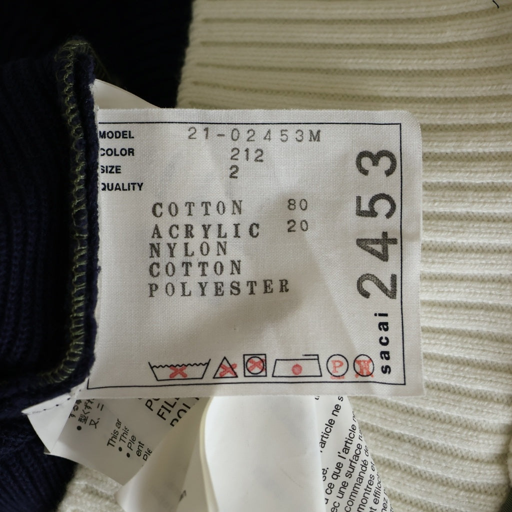 Sacai(サカイ) 21SS Hank Willis Thomas ニット切替 ナイロンライダース ジャケット マルチ 21-02453M