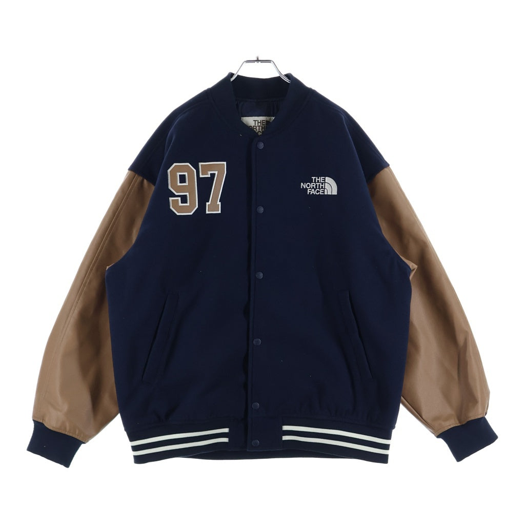 THE NORTH FACE(ザノースフェイス) MA-1 VARSITY HEAT JACKET ロゴ刺繍 バーシティー ヒット ジャケット ネイビー/ブラウン NJ3NR59K