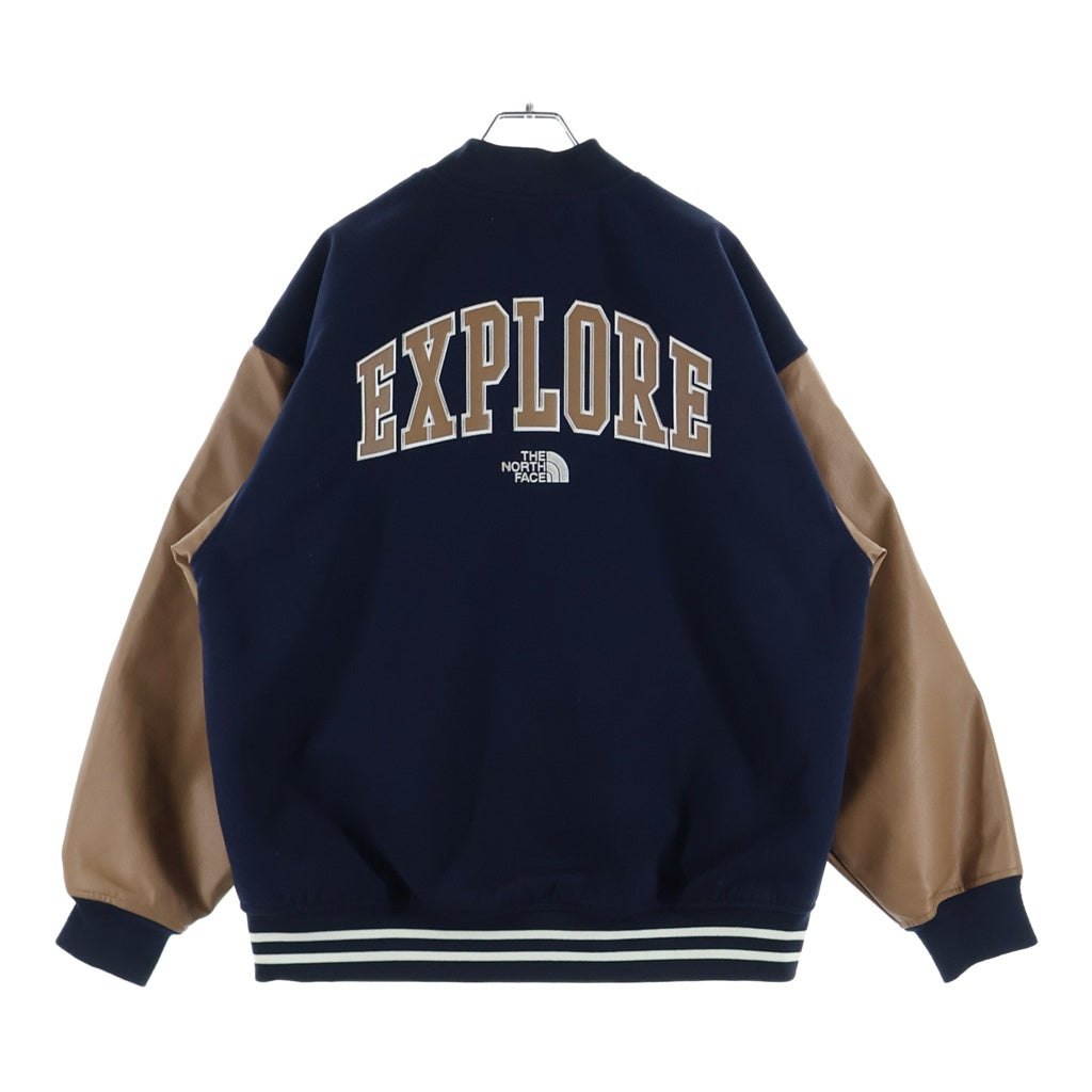 THE NORTH FACE(ザノースフェイス) MA-1 VARSITY HEAT JACKET ロゴ刺繍 バーシティー ヒット ジャケット ネイビー/ブラウン NJ3NR59K