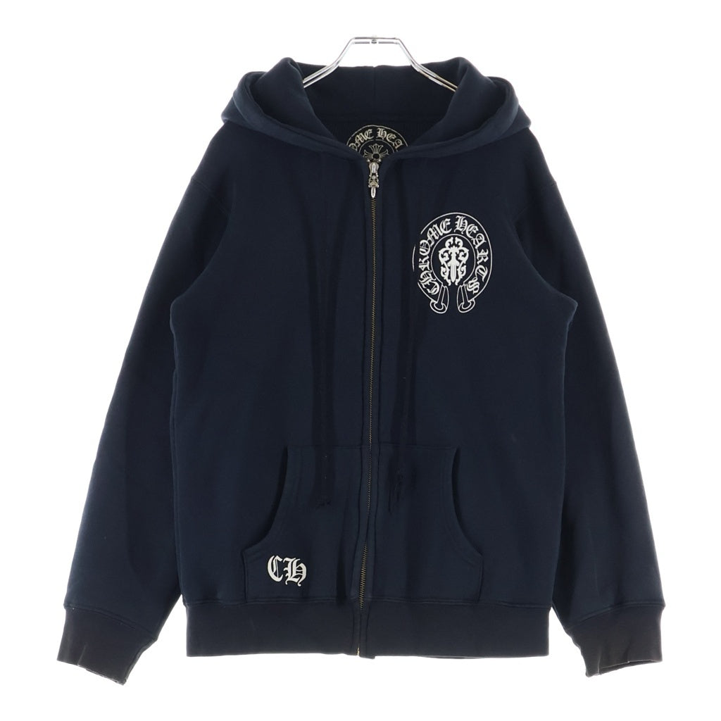 CHROME HEARTS(クロムハーツ) OLD SWTSHRT HD ZIP オールド アメリカンフラッグ 星条旗 ホースシュープリント 裏地サーマル ジップアップパーカー ブラック