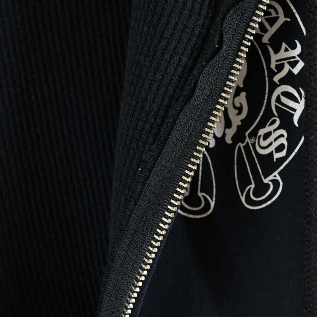 CHROME HEARTS(クロムハーツ) OLD SWTSHRT HD ZIP オールド アメリカンフラッグ 星条旗 ホースシュープリント 裏地サーマル ジップアップパーカー ブラック