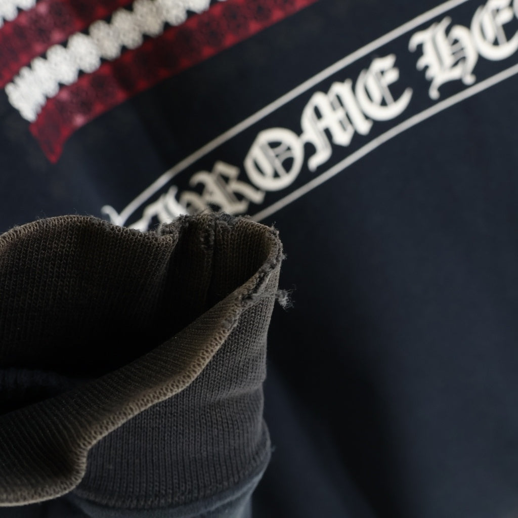 CHROME HEARTS(クロムハーツ) OLD SWTSHRT HD ZIP オールド アメリカンフラッグ 星条旗 ホースシュープリント 裏地サーマル ジップアップパーカー ブラック
