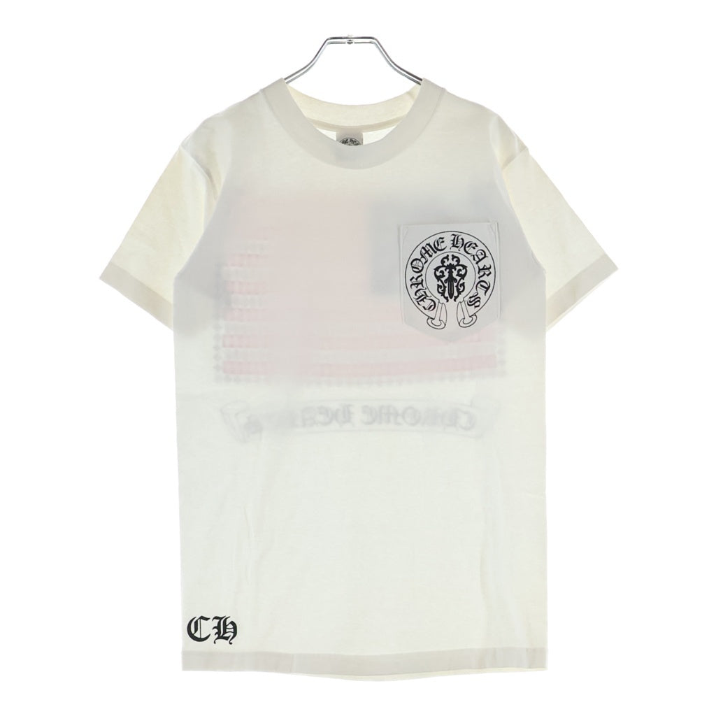 CHROME HEARTS(クロムハーツ) OLD AMERICAN FLAG TEE オールド アメリカンフラッグTシャツ 星条旗 ホースシュープリント 半袖カットソー ホワイト