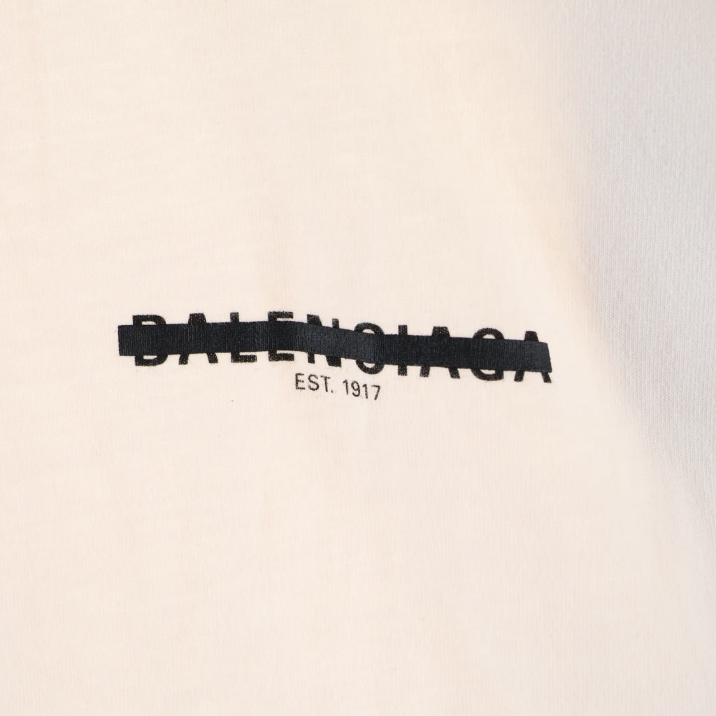 BALENCIAGA(バレンシアガ) STRIKE 1917 OVERSIZED T-SHIRT 両面ロゴプリント 半袖Tシャツ カットソー ホワイト 694576 TMVJ6